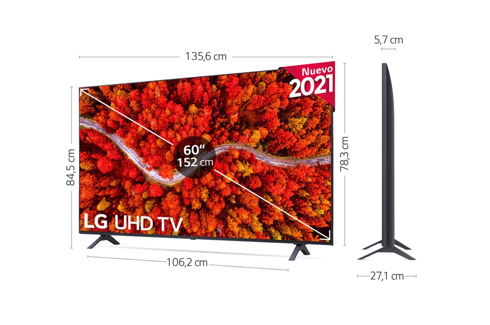 LG 4K UHD, SmartTV webOS 6.0, Procesador de Imagen 4K Quad Core [Clasificación energética G], 60UP80006LA