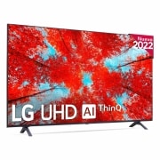 Vista frontal de Televisor LG 4K UHD, Procesador de Gran Potencia 4K a5 Gen 5, compatible con formatos HDR 10, HLG y HGiG, Smart TV webOS22. 60UQ90006LA