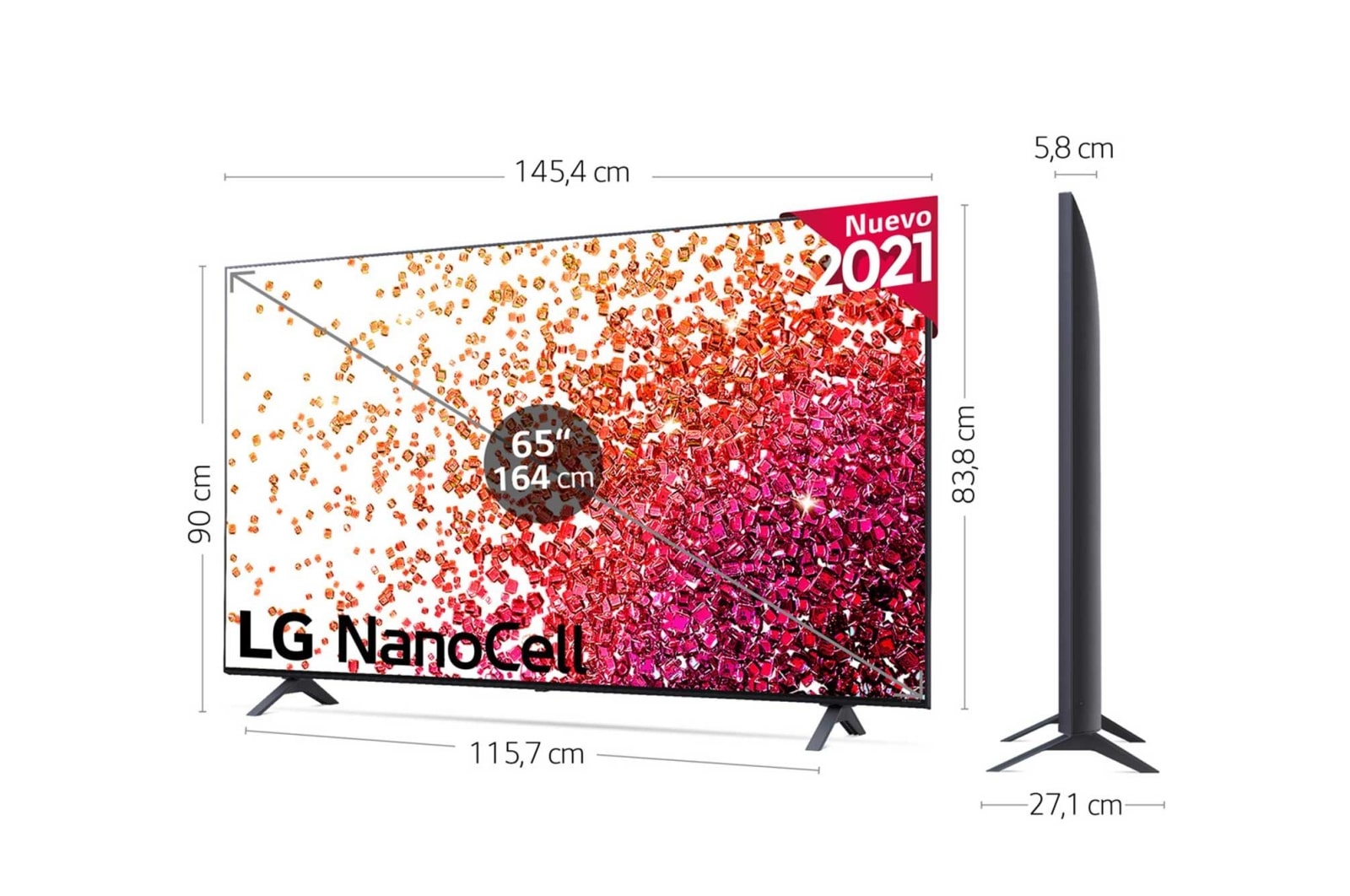 LG 4K NanoCell, SmartTV webOS 6.0, Procesador de Imagen 4k Quad Core [Clase de eficiencia energética G], 65NANO756PA