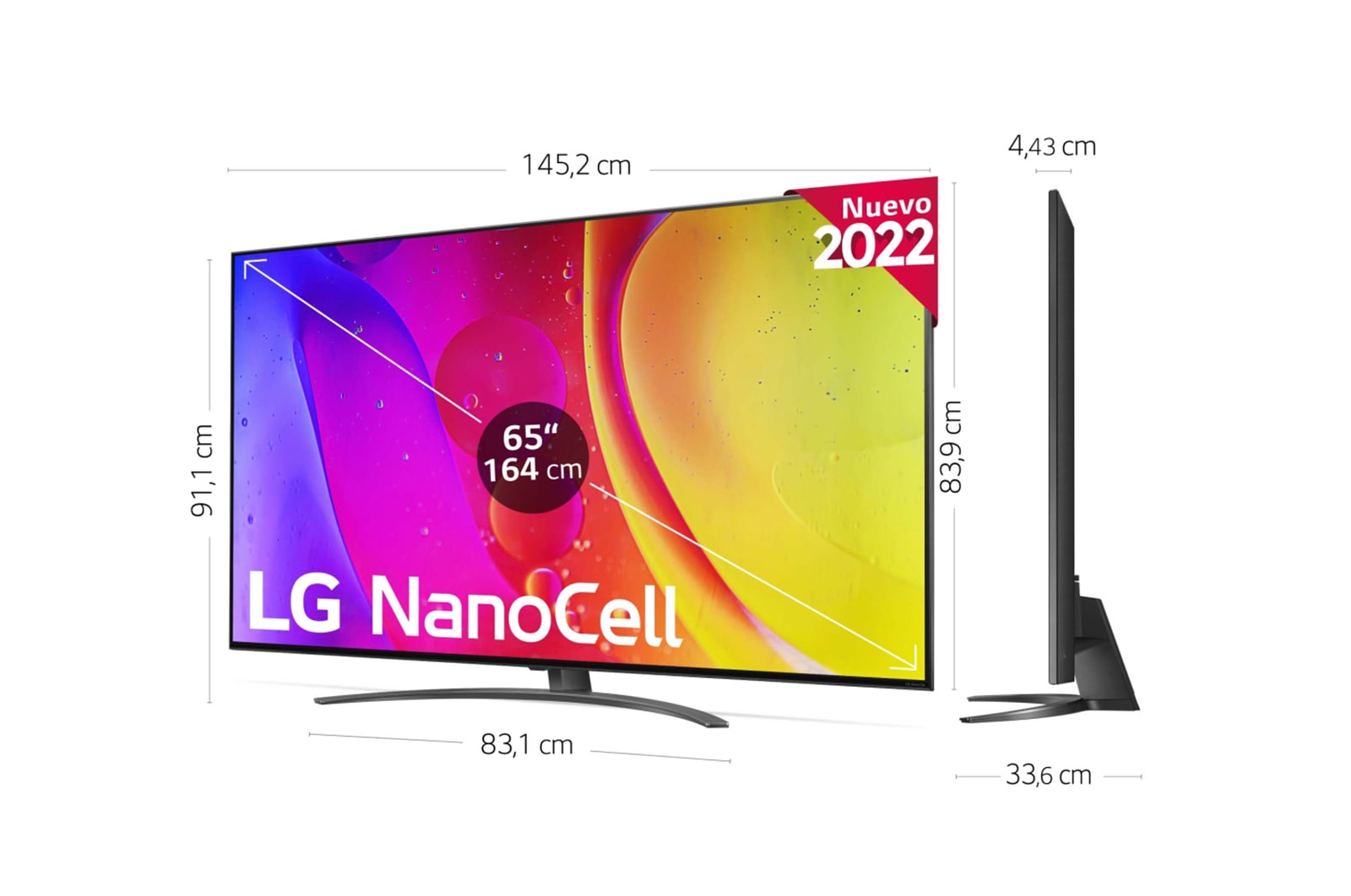 LG Televisor LG 4K Nanocell, Procesador de Gran Potencia 4K a5 Gen 5, compatible con formatos HDR 10, HLG y HGiG, Smart TV webOS22, 65NANO816QA