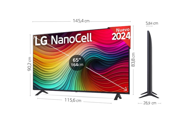 LG 65 pulgadas TV LG NANOCELL 4K serie AI NANO81 con Smart TV WebOS24, 65NANO81T6A