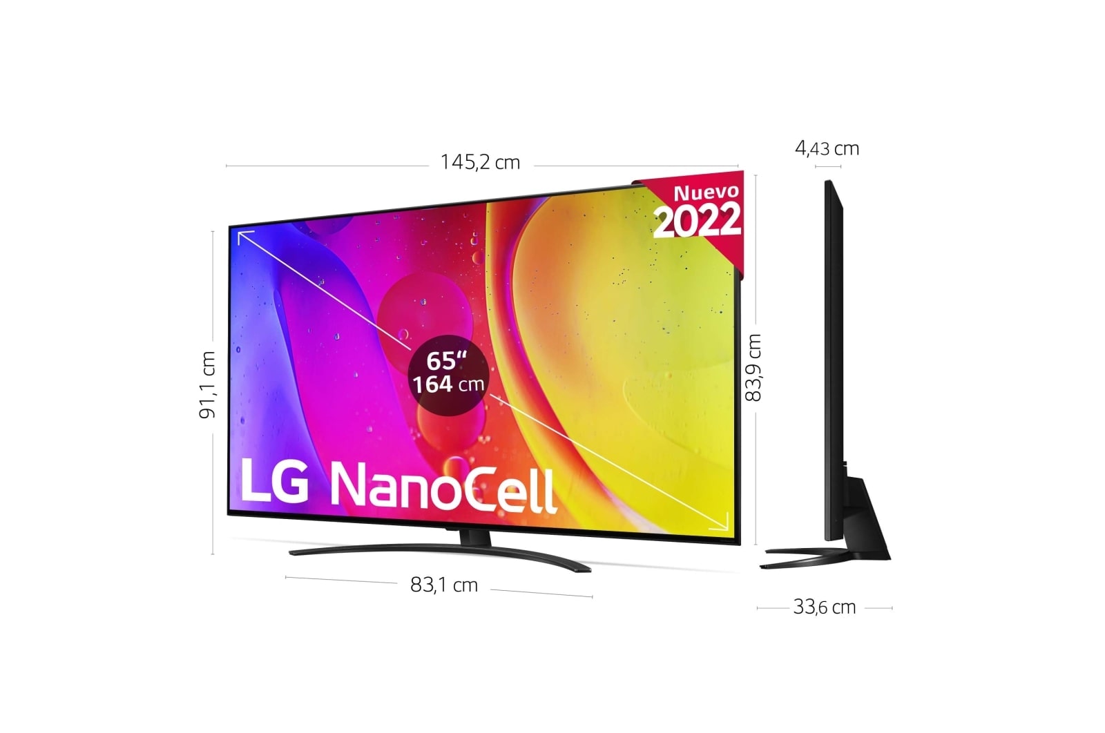 LG Televisor LG 4K Nanocell, Procesador de Gran Potencia 4K a5 Gen 5, compatible con formatos HDR 10, HLG y HGiG, Smart TV webOS22, 65NANO826QB