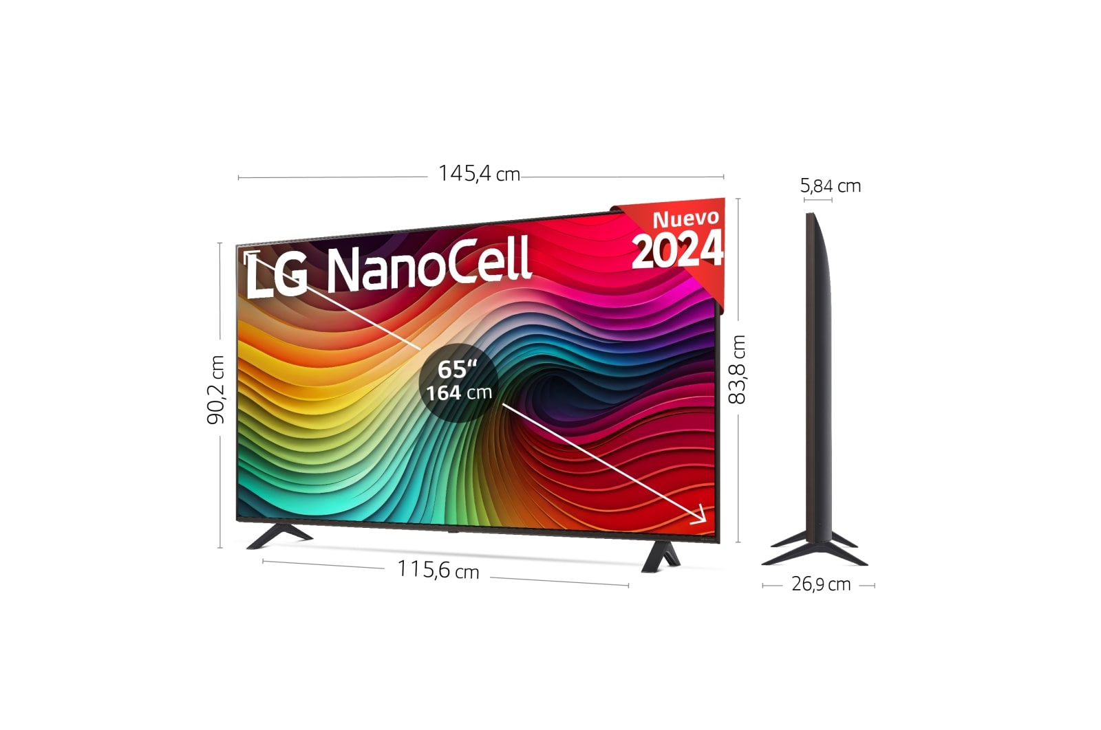 LG 65 pulgadas TV LG NANOCELL 4K serie AI NANO82  con Smart TV WebOS24, 65NANO82T6B