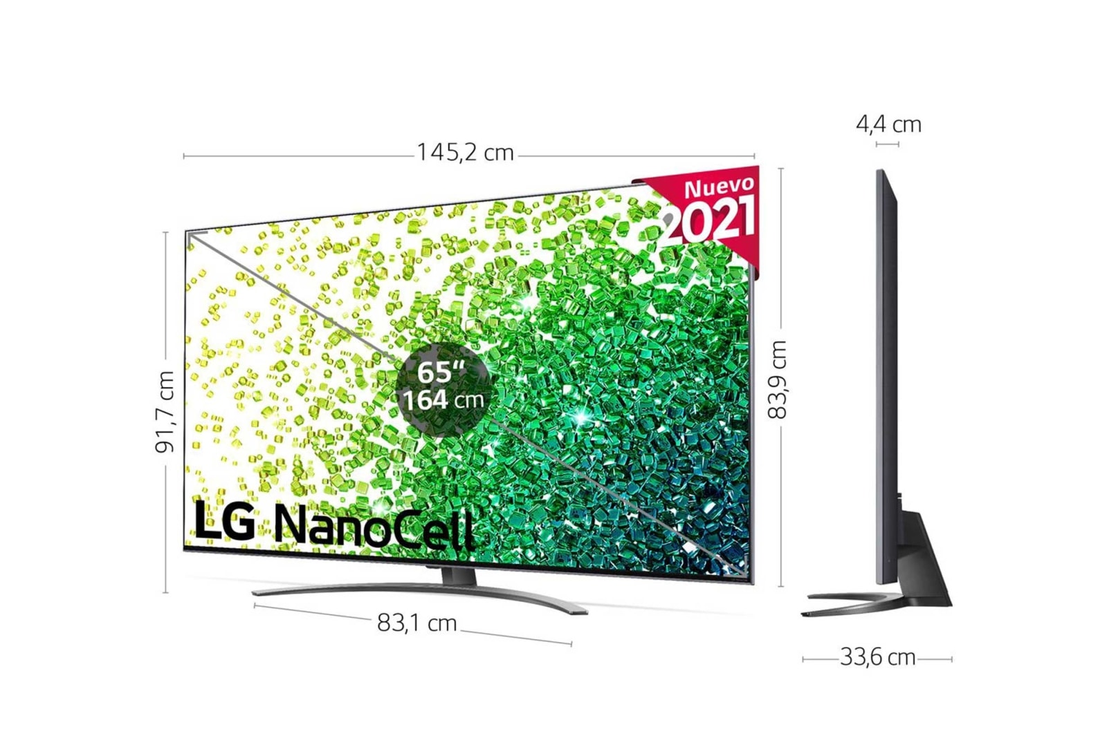 LG 4K NanoCell, SmartTV webOS 6.0, Procesador Inteligente 4K α7 Gen4 con AI, HDR Dolby Vision, DOLBY ATMOS [Clase de eficiencia energética F], 65NANO866PA