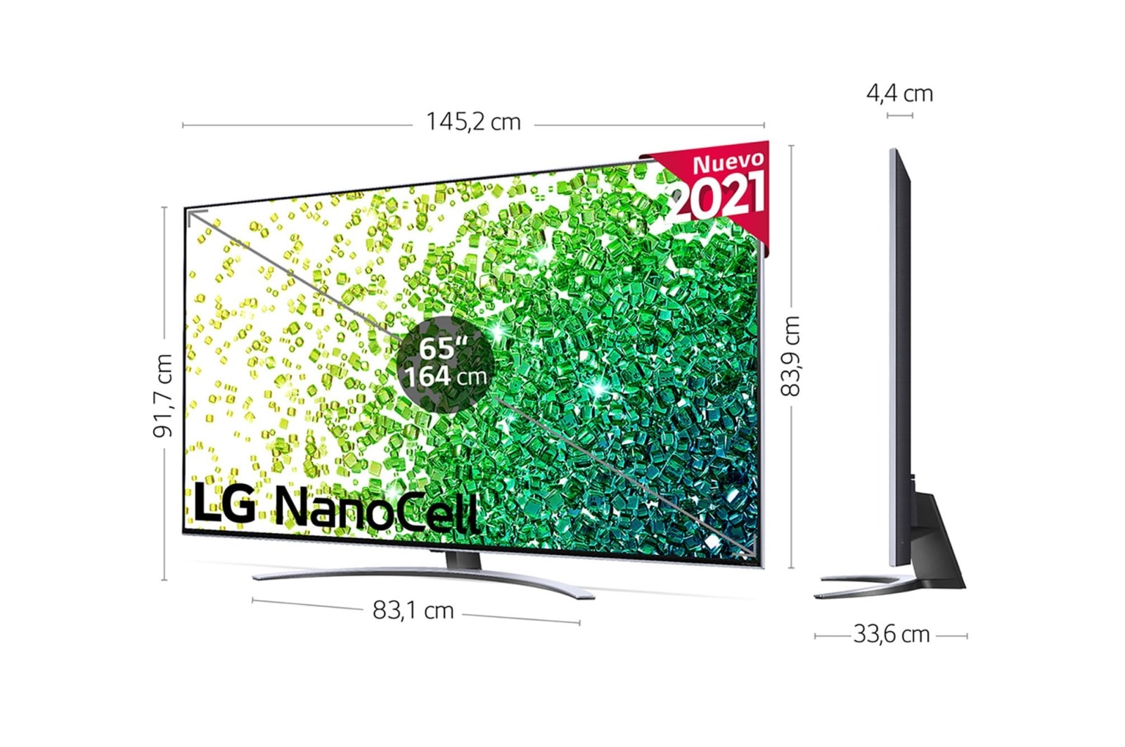 LG 4K NanoCell, SmartTV webOS 6.0, Procesador Inteligente 4K α7 Gen4 con AI, HDR Dolby Vision, DOLBY ATMOS [Clase de eficiencia energética F], 65NANO886PB