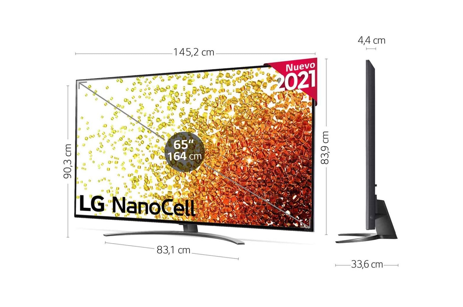 LG 4K NanoCell, SmartTV webOS 6.0, Procesador Inteligente 4K α7 Gen4 con AI, HDR Dolby Vision, DOLBY ATMOS [Clase de eficiencia energética G], 65NANO916PA