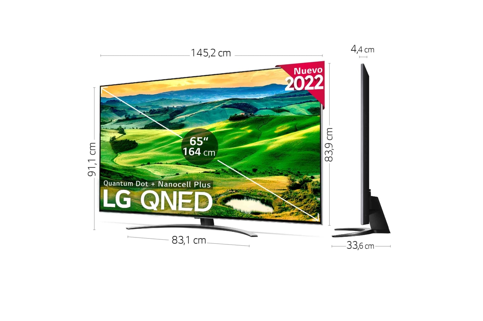 LG Televisor LG 4K QNED, Procesador Inteligente de Gran Potencia 4K a7 Gen 5 con IA, compatible con formatos HDR 10, HLG, HGiG, Smart TV webOS22, perfecto para Gaming, 65QNED826QB
