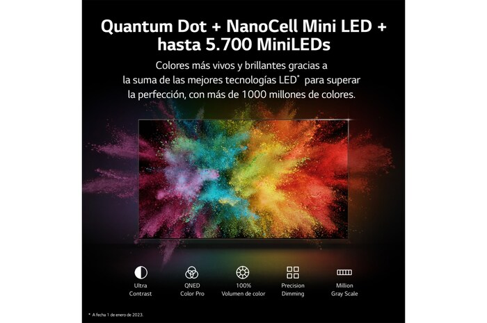 LG TV LG  QNED MiniLED 4K de 65'' Serie 86, Procesador Gran Potencia, Dolby Vision / Dolby ATMOS, Smart TV webOS23, perfecto para Gaming., 65QNED866RE