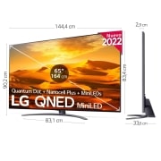 LG Televisor LG 4K QNED Mini LED, Procesador Inteligente de Gran Potencia 4K α7 Gen 5 con IA, compatible con el 100% de formatos HDR, HDR Dolby Vision y Dolby Atmos, Smart TV webOS22, perfecto para Gaming, 65QNED916QA