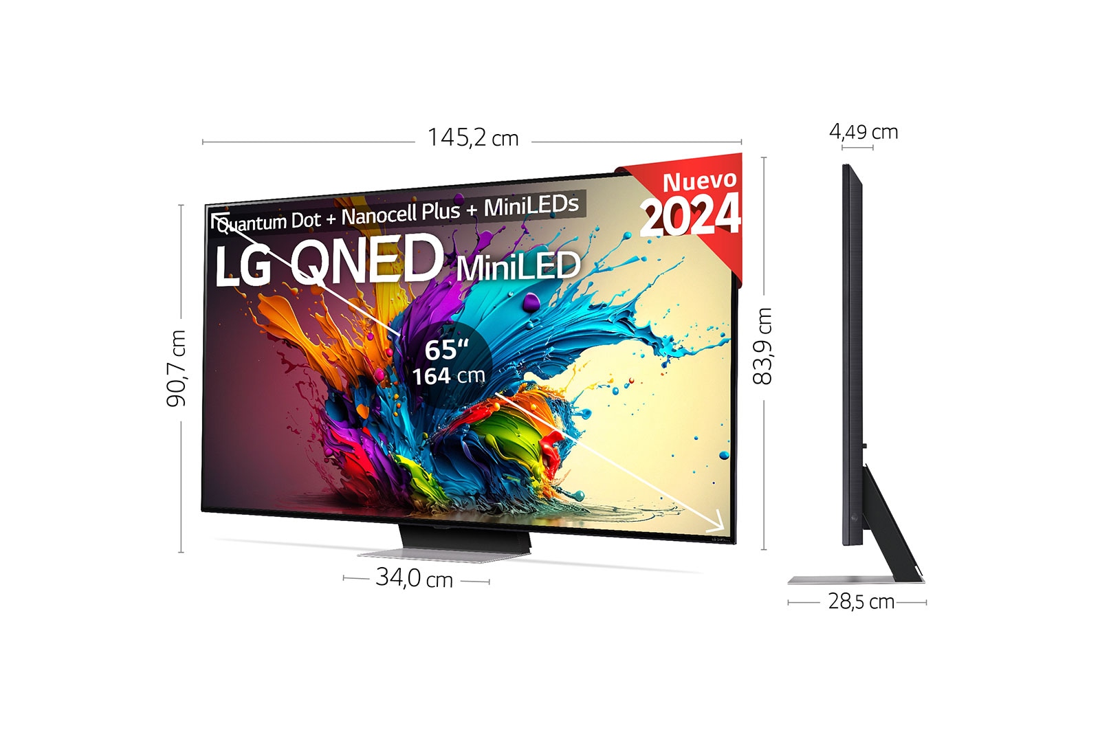 LG 65 pulgadas TV LG QNED MiniLED 4K serie AI QNED91  con Smart TV WebOS24, 65QNED91T6A