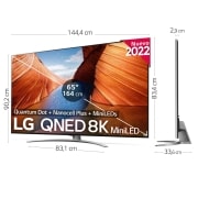 LG Televisor LG 8K QNED Mini LED, Procesador Inteligente de Máxima Potencia 8K α9 Gen 5 con IA, compatible con el 100% de formatos HDR, HDR Dolby Vision y Dolby Atmos, Smart TV webOS22, perfecto para Gaming., 65QNED996QB