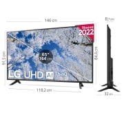 LG Televisor LG 4K UHD, Procesador de Gran Potencia 4K a5 Gen 5, compatible con formatos HDR 10, HLG y HGiG, Smart TV webOS22., 65UQ70006LB