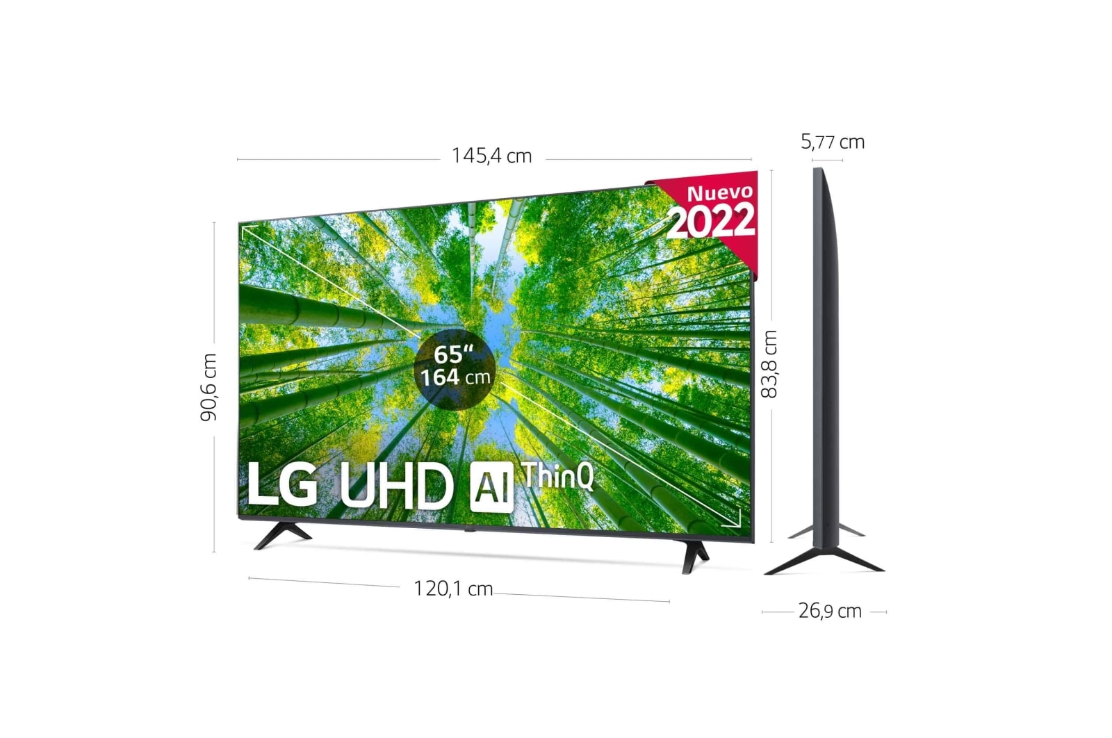 LG Televisor LG 4K UHD, Procesador de Gran Potencia 4K a5 Gen 5, compatible con formatos HDR 10, HLG y HGiG, Smart TV webOS22., 65UQ79006LA