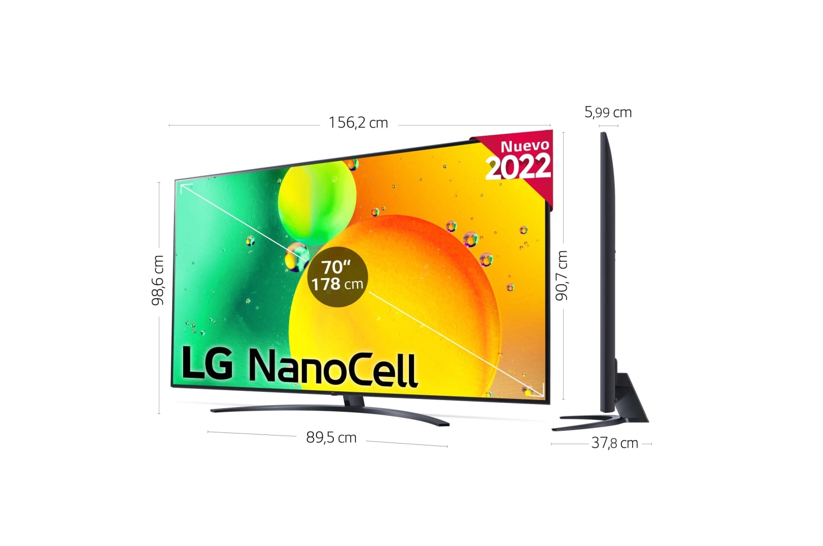 LG Televisor LG 4K Nanocell, Procesador de Gran Potencia 4K a5 Gen 5, compatible con formatos HDR 10, HLG y HGiG, Smart TV webOS22, 70NANO766QA