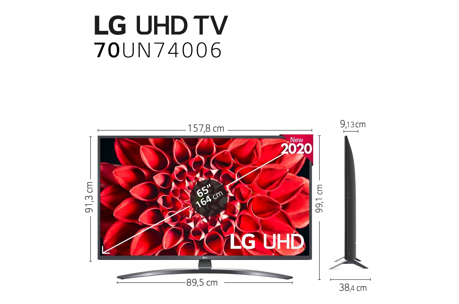 LG 70UN74006LA SMART TV UHD 4K - Smart TV con Inteligencia Artificial, 177cm (70"), Procesador Inteligente Quad Core, HDR 10 Pro, HLG, Sonido Ultra Surround, LED, Eficiencia Energética G, 70UN74006LA