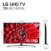 LG 70UN74006LA SMART TV UHD 4K - Smart TV con Inteligencia Artificial, 177cm (70"), Procesador Inteligente Quad Core, HDR 10 Pro, HLG, Sonido Ultra Surround, LED, Eficiencia Energética G, 70UN74006LA