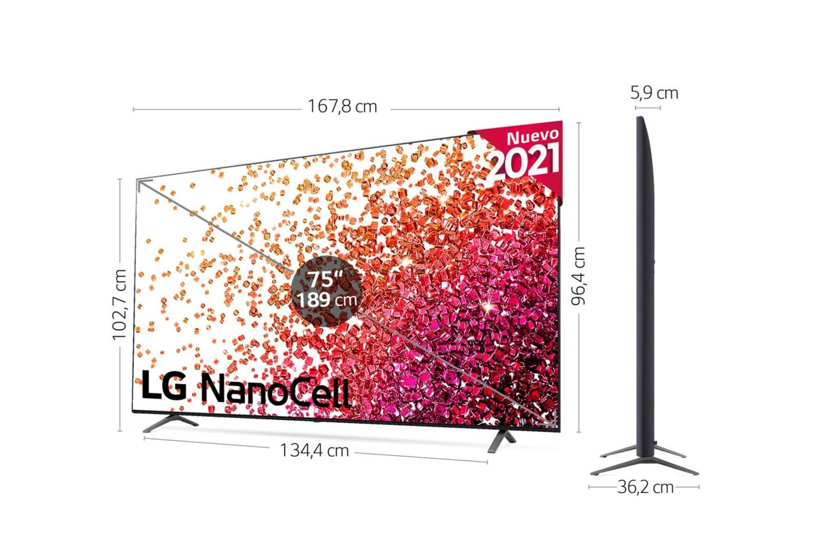 LG 4K NanoCell, SmartTV webOS 6.0, Procesador de Imagen 4k Quad Core [Clase de eficiencia energética G], 75NANO756PA