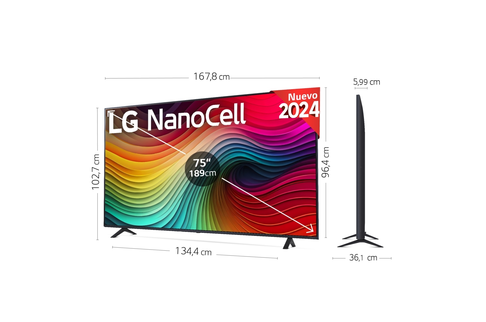 LG 75 pulgadas TV LG NANOCELL 4K serie AI NANO81  con Smart TV WebOS24, 75NANO81T6A