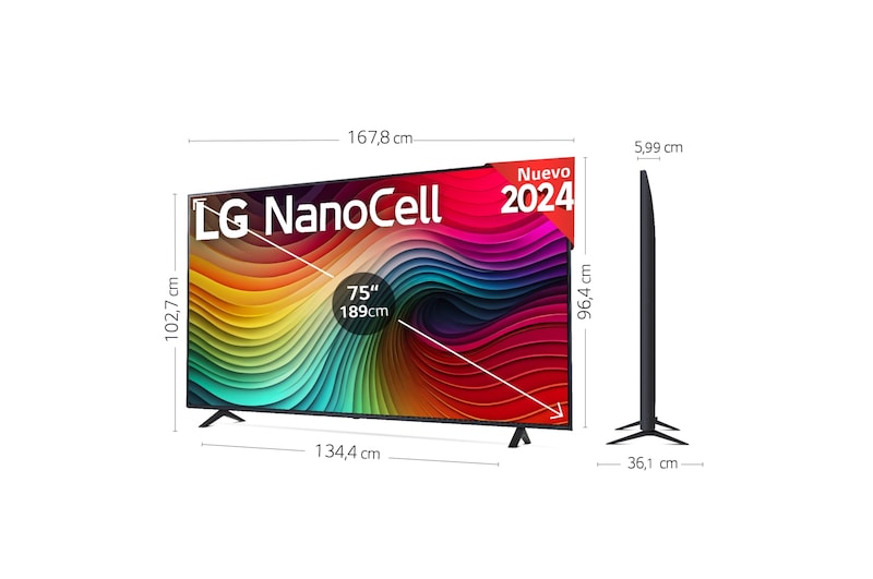 LG 75 pulgadas TV LG NANOCELL 4K serie AI NANO81 con Smart TV WebOS24, 75NANO81T6A