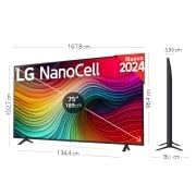 LG 75 pulgadas TV LG NANOCELL 4K serie NANO81  con Smart TV WebOS24, 75NANO81T6A