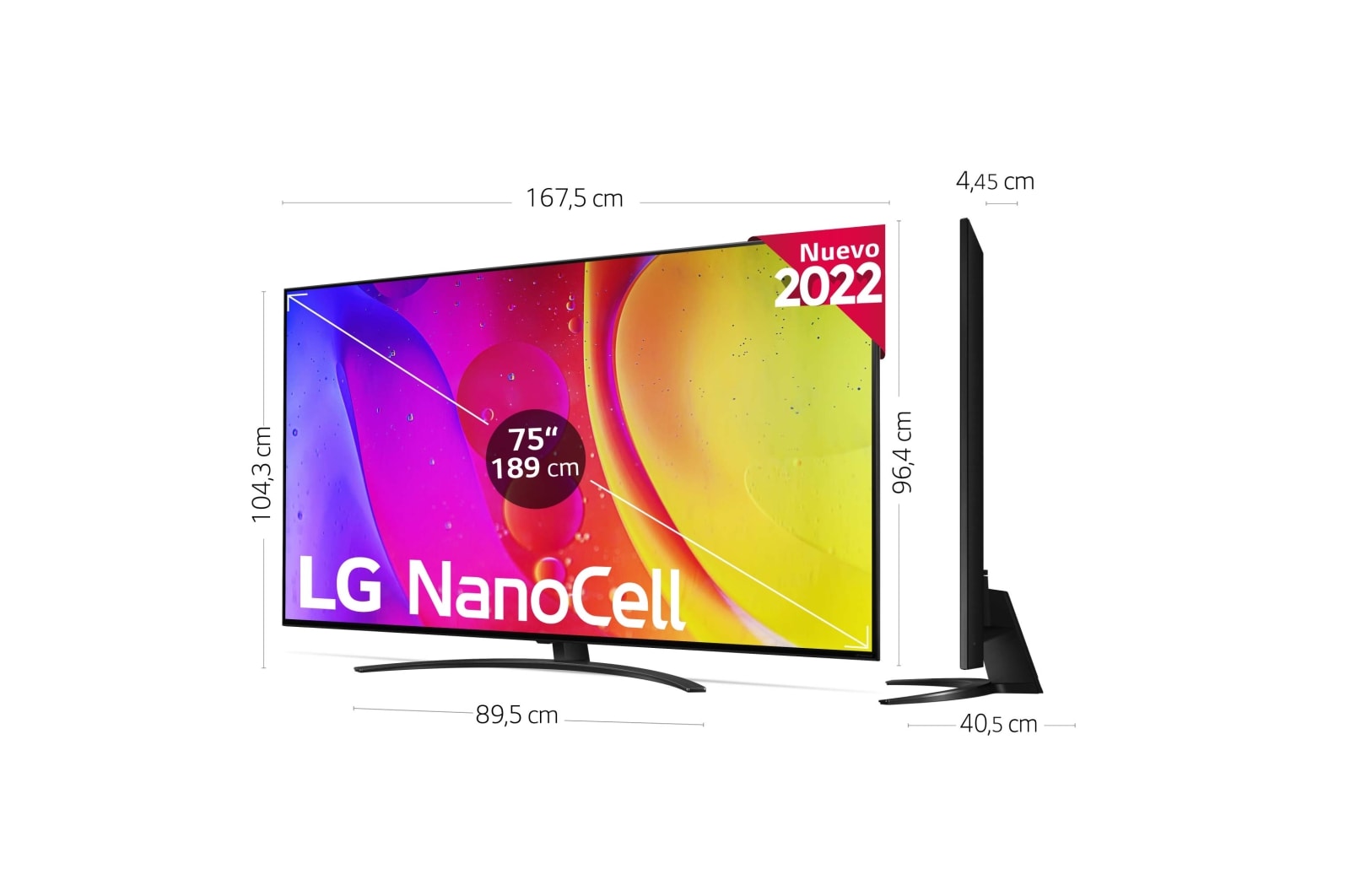 LG Televisor LG 4K Nanocell, Procesador de Gran Potencia 4K a5 Gen 5, compatible con formatos HDR 10, HLG y HGiG, Smart TV webOS22, 75NANO826QB