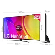 LG Televisor LG 4K Nanocell, Procesador de Gran Potencia 4K a5 Gen 5, compatible con formatos HDR 10, HLG y HGiG, Smart TV webOS22, 75NANO826QB