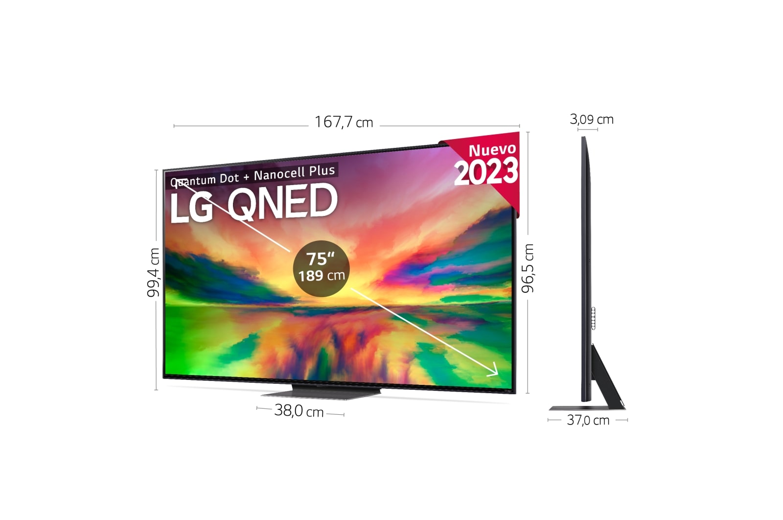 LG TV LG  QNED 4K de 75'' Serie 81, Procesador Gran Potencia, HDR10 / Dolby Digital Plus, Smart TV webOS23, perfecto para Gaming., 75QNED826RE