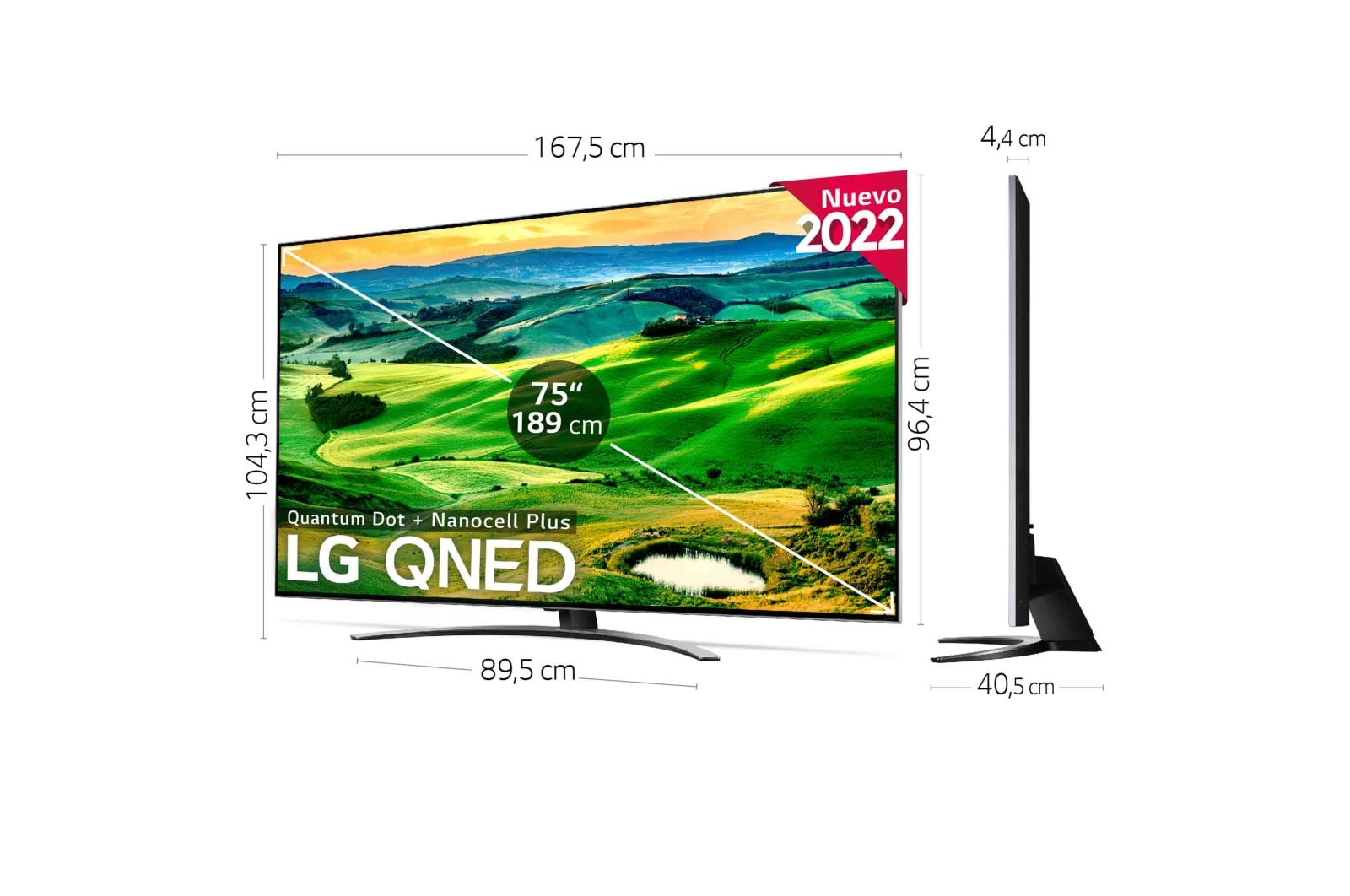 LG Televisor LG 4K QNED, Procesador Inteligente de Gran Potencia 4K a7 Gen 5 con IA, compatible con formatos HDR 10, HLG, HGiG, Smart TV webOS22, perfecto para Gaming, 75QNED826QB