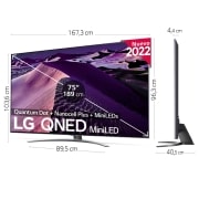 LG Televisor LG 4K QNED Mini LED, Procesador Inteligente de Gran Potencia 4K α7 Gen 5 con IA, compatible con el 100% de formatos HDR, HDR Dolby Vision y Dolby Atmos, Smart TV webOS22, perfecto para Gaming, 75QNED866QA