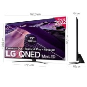 LG Televisor LG 4K QNED Mini LED, Procesador Inteligente de Gran Potencia 4K a7 Gen 5 con IA, compatible con el 100% de formatos HDR, HDR Dolby Vision y Dolby Atmos, Smart TV webOS22, perfecto para Gaming, 75QNED876QB