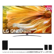 LG TV LG 4K QNED Mini LED, SmartTV webOS 6.0, Procesador Inteligente 4K α7 Gen4 con AI, Gaming Pro TV, Compatible con el 100% de formatos HDR, HDR Dolby Vision, DOLBY ATMOS, Eficiencia energética G, 75QNED916PA