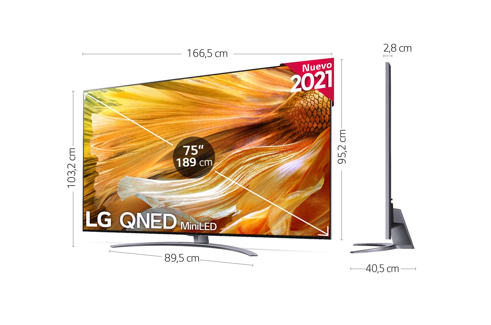 LG TV LG 4K QNED Mini LED, SmartTV webOS 6.0, Procesador Inteligente 4K α7 Gen4 con AI, Gaming Pro TV, Compatible con el 100% de formatos HDR, HDR Dolby Vision, DOLBY ATMOS, Eficiencia energética G, 75QNED916PA