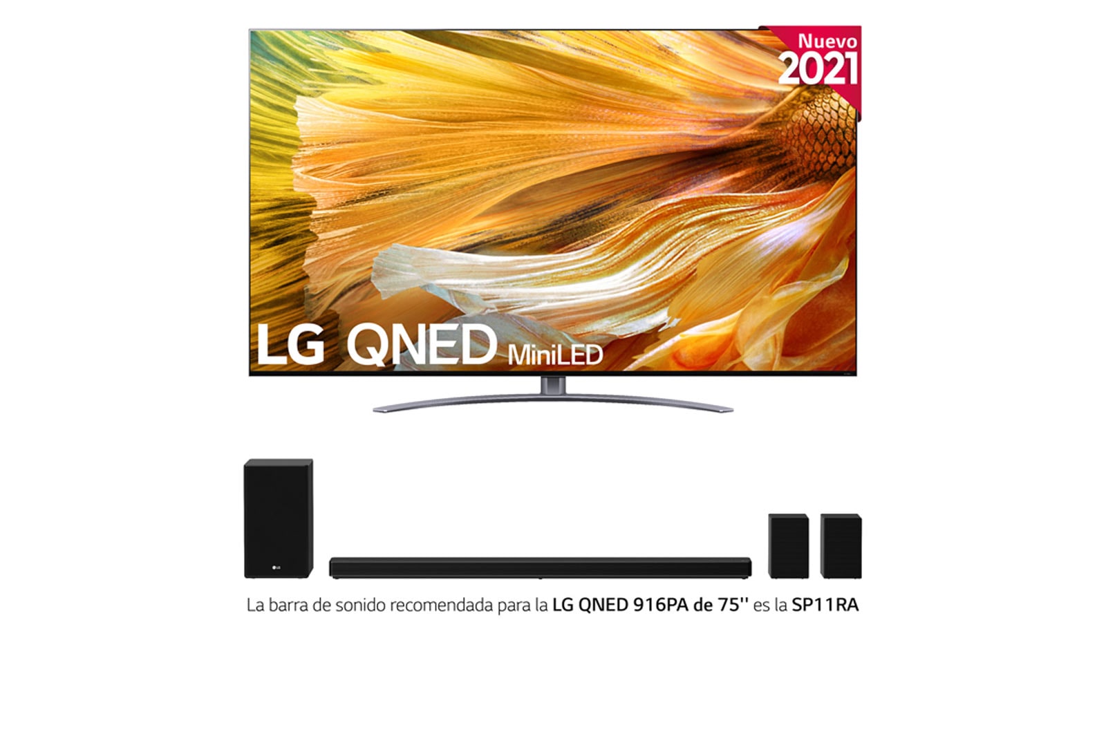 LG TV LG 4K QNED Mini LED, SmartTV webOS 6.0, Procesador Inteligente 4K α7 Gen4 con AI, Gaming Pro TV, Compatible con el 100% de formatos HDR, HDR Dolby Vision, DOLBY ATMOS, Eficiencia energética G, 75QNED916PA