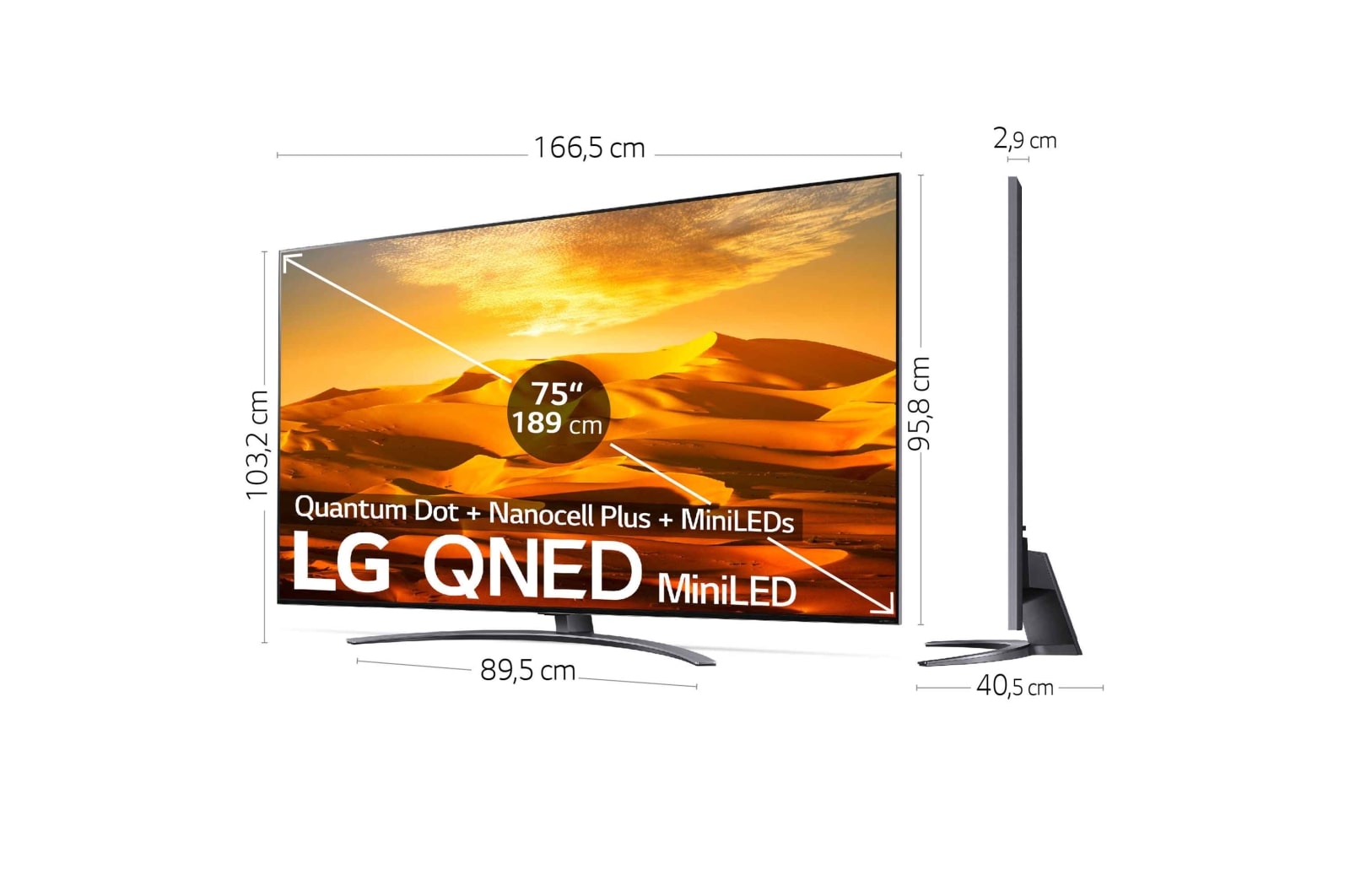 LG TV LG QNED MiniLED 4K 75'' Serie 91, Procesador Gran Potencia, Dolby Vision / Dolby Atmos, Smart TV webOS22, perfecto para gaming., 75QNED916QE