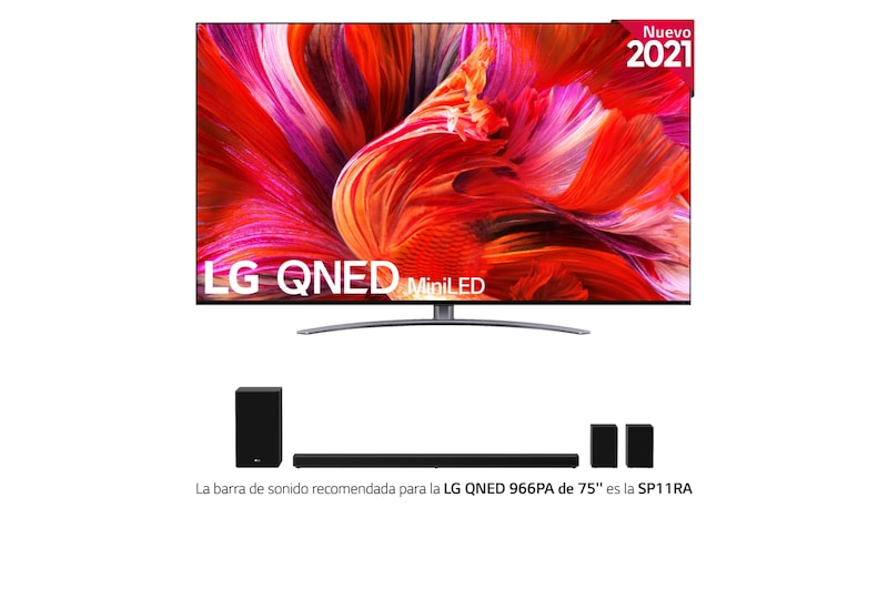 LG TV LG 8K QNED Mini LED, SmartTV webOS 6.0, Procesador Inteligente 8K α9 Gen4 con AI, Gaming Pro TV, Compatible con el 100% de formatos HDR, HDR Dolby Vision, DOLBY ATMOS, Eficiencia energética G, 65QNED966PA