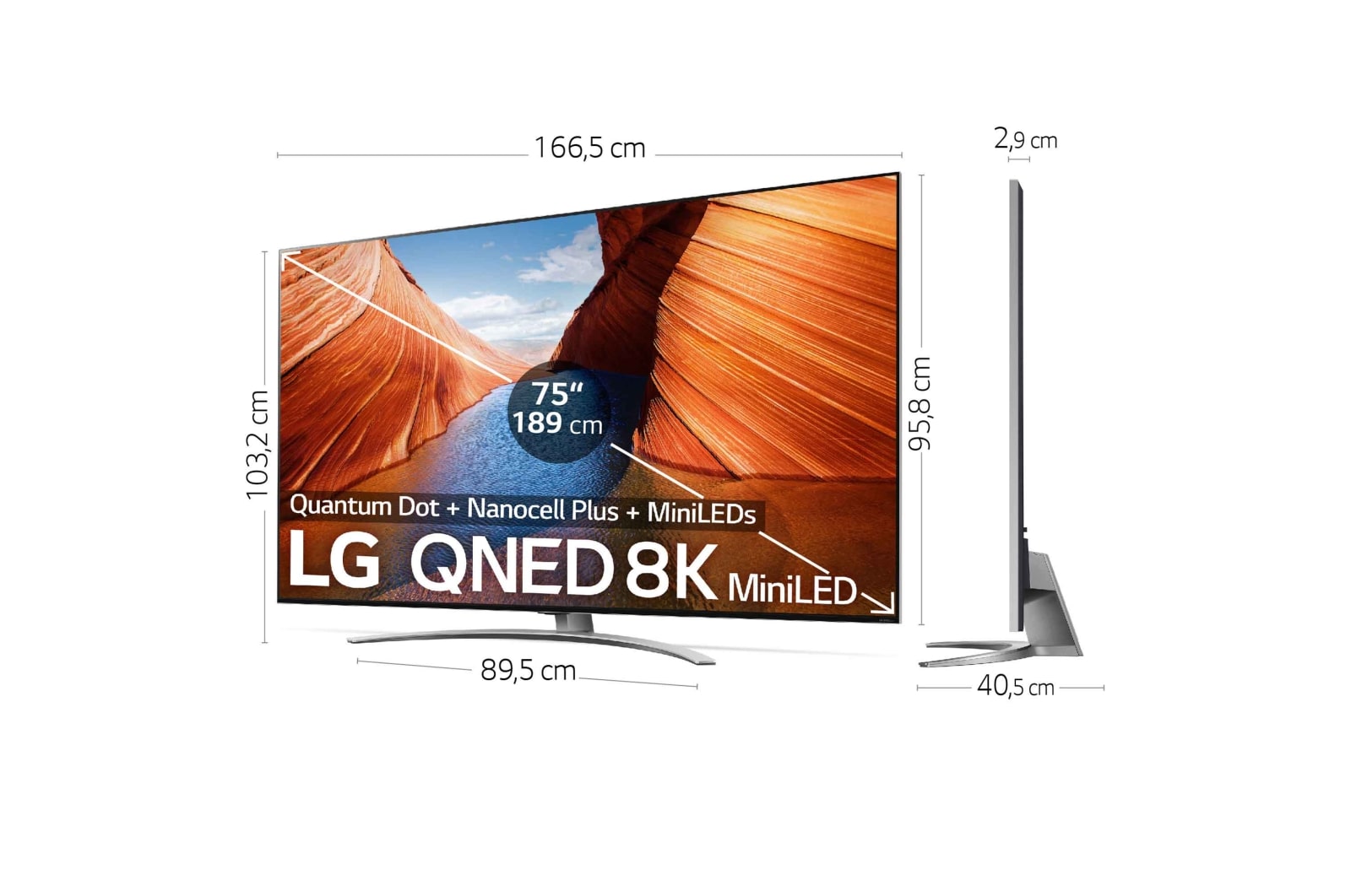 LG TV LG QNED MiniLED 8K 75'' Serie 99, Procesador Máxima Potencia, Dolby Vision / Dolby Atmos, Smart TV webOS22, perfecto para gaming., 75QNED999QB