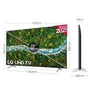 LG 4K UHD, SmartTV webOS 6.0, Procesador de Imagen 4K Quad Core [Clasificación energética G], 75UP77006LB