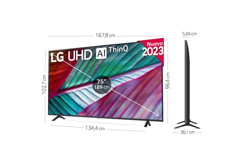 LG TV LG UHD 4K de 75'' Serie 76, Procesador Alta Potencia, HDR10 / Dolby Digital Plus, Smart TV webOS23., 75UR76006LL