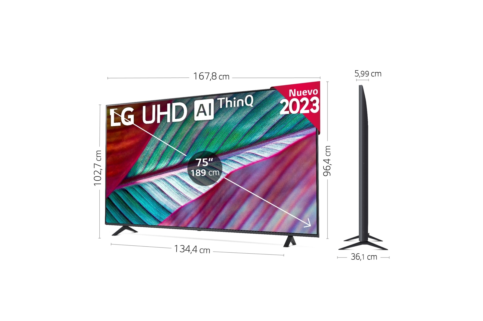 LG TV LG  UHD 4K de 75'' Serie 78, Procesador Alta Potencia, HDR10 / Dolby Digital Plus, Smart TV webOS23., 75UR78006LK