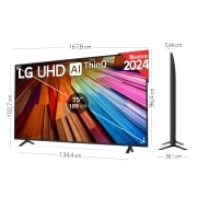 LG 75 pulgadas TV LG UHD AI 4K serie UT80  con Smart TV WebOS24, 75UT80006LA