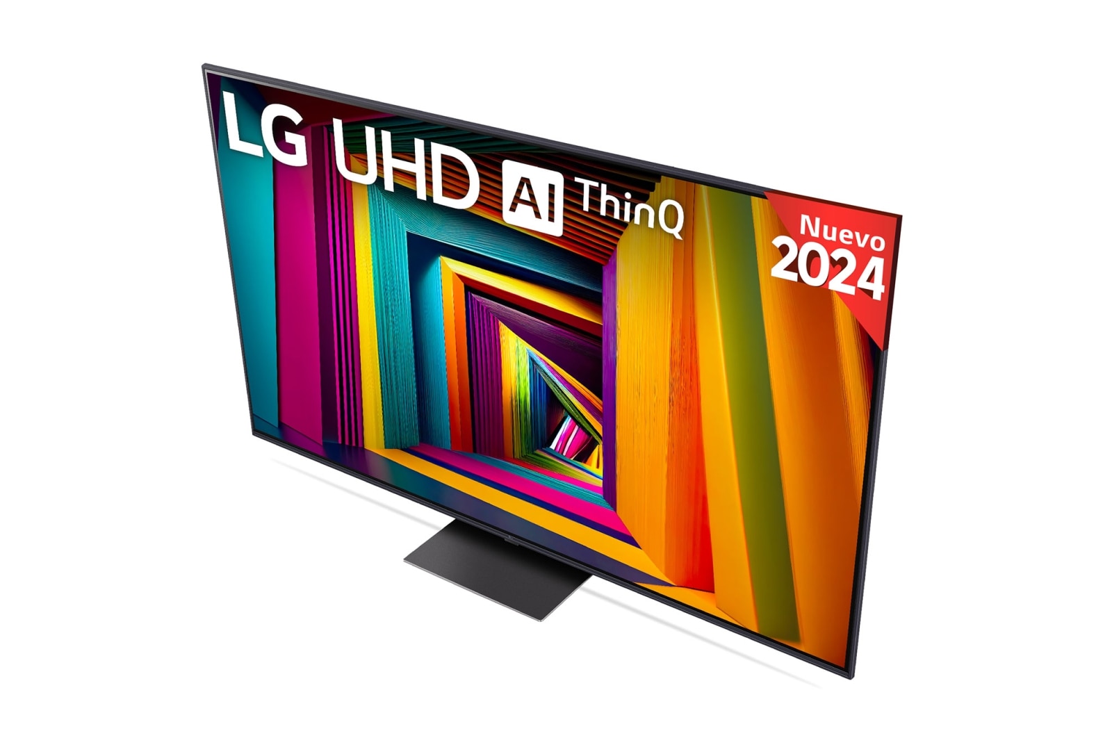 Slightly-angled left-facing side view of LG UHD TV, 98UT90