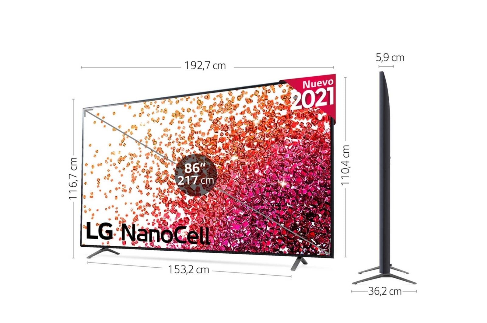 LG 4K NanoCell, SmartTV webOS 6.0, Procesador de Imagen 4k Quad Core [Clase de eficiencia energética G], 86NANO756PA