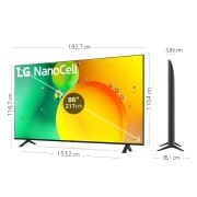 LG Televisor LG 4K Nanocell, Procesador de Gran Potencia 4K a5 Gen 5, compatible con formatos HDR 10, HLG y HGiG, Smart TV webOS22, 86NANO756QA