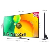 LG Televisor LG 4K Nanocell, Procesador de Gran Potencia 4K a5 Gen 5, compatible con formatos HDR 10, HLG y HGiG, Smart TV webOS22, 86NANO766QA