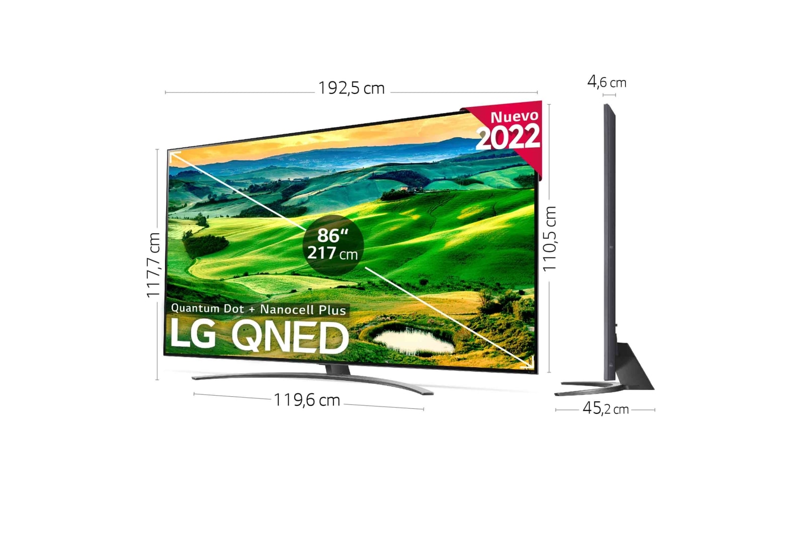 LG Televisor LG 4K QNED, Procesador Inteligente de Gran Potencia 4K a7 Gen 5 con IA, compatible con formatos HDR 10, HLG, HGiG, Smart TV webOS22, perfecto para Gaming, 86QNED816QA