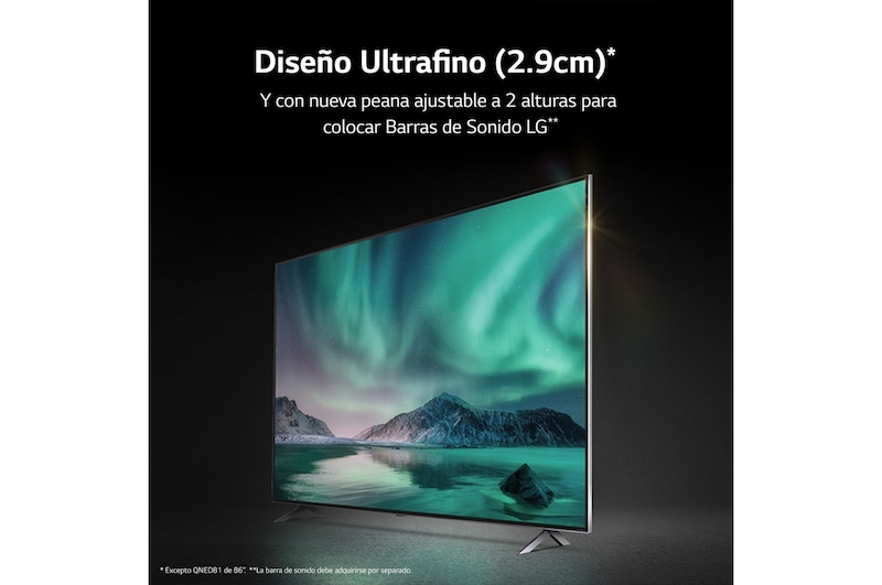LG TV LG QNED 4K de 86'' Serie 81, Procesador Gran Potencia, HDR10 / Dolby Digital Plus, Smart TV webOS23, perfecto para Gaming., 86QNED816RE