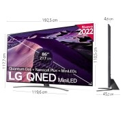 LG Televisor LG 4K QNED Mini LED, Procesador Inteligente de Gran Potencia 4K α7 Gen 5 con IA, compatible con el 100% de formatos HDR, HDR Dolby Vision y Dolby Atmos, Smart TV webOS22, perfecto para Gaming, 86QNED866QA