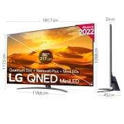 LG Televisor LG 4K QNED Mini LED, Procesador Inteligente de Gran Potencia 4K α7 Gen 5 con IA, compatible con el 100% de formatos HDR, HDR Dolby Vision y Dolby Atmos, Smart TV webOS22, perfecto para Gaming, 86QNED916QA