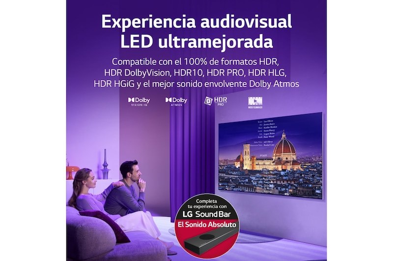 LG TV LG QNED MiniLED 4K 65'' Serie 91, Procesador Gran Potencia, Dolby Vision / Dolby Atmos, Smart TV webOS22, perfecto para gaming., 65QNED916QE