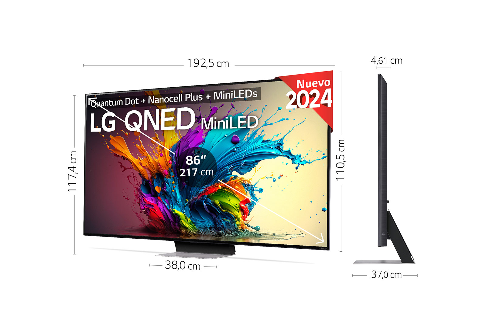 LG 86 pulgadas TV LG QNED MiniLED 4K serie AI QNED91  con Smart TV WebOS24, 86QNED91T6A